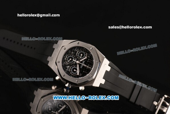 Audemars Piguet City of Sails Chronograph Swiss Valjoux 7750 Automatic Movement Steel Case with Black Dial and Black Rubber Strap - Click Image to Close